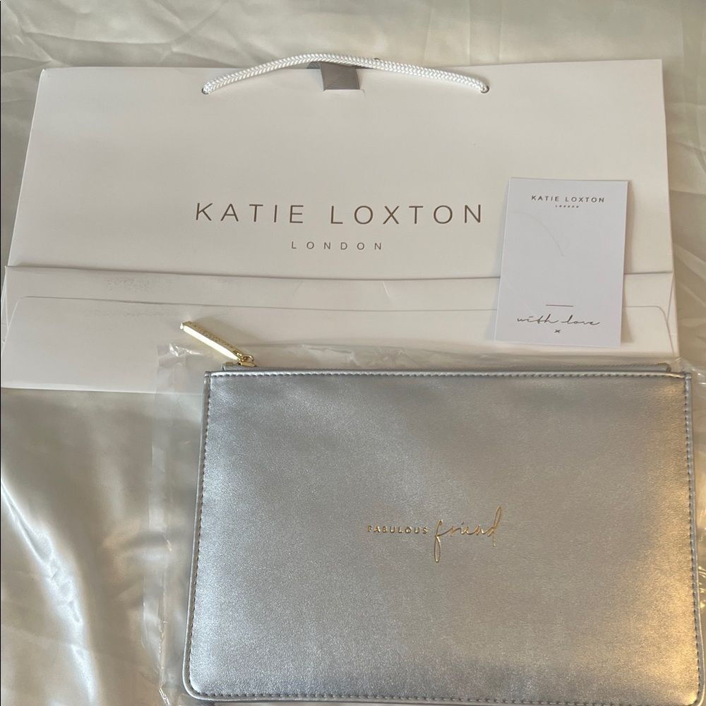 Katie Loxton Silver Perfect Pouch - Fabulous Friend- NWT